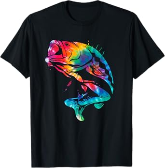 Fish Tie Dye Bass Large Mouth Bass Fishing Fisherman T-Shirt