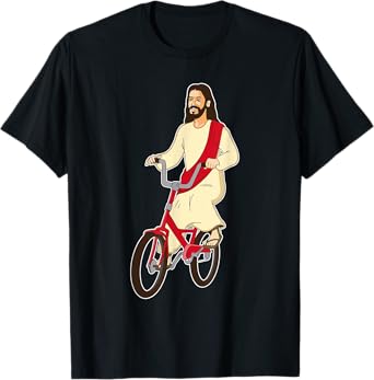 Retro Christ on a Bike Funny Lord Jesus Religious Easter T-Shirt