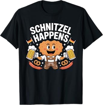 Schnitzel Happens Germany German Joke Funny Oktoberfest Pun T-Shirt