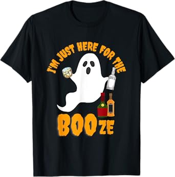 I'm Just Here for the Boos Booze Bourbon Drinking Halloween T-Shirt