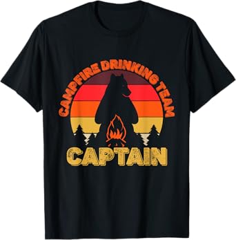 Campers Campfire Drinking Team Captain Camping Bears Funny T-Shirt