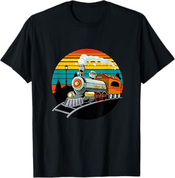 Train Lovers Retro Vintage Railroads Men Boys Kids Toddlers T-Shirt