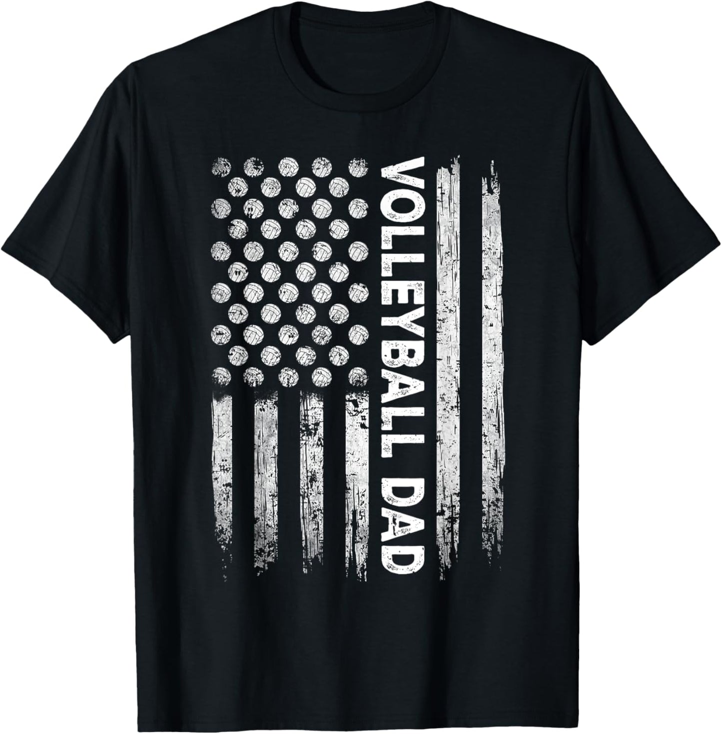 Vintage Volleyball Dad USA Flag Retro Fathers Day Daddy Papa T-Shirt