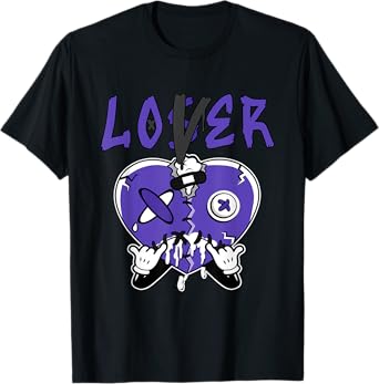 Loser Love Drip Heart Matching Black Field Purple 12s T-Shirt