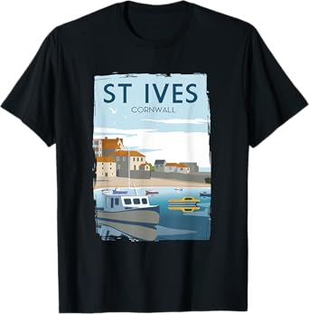 Funny Retro England ST Ives Cornwall Travel Poster Gift T-Shirt