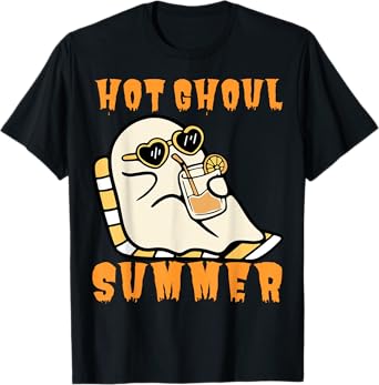 Funny Hot Ghoul Summer Ghost Spooky Beach Halloween Men Women T-Shirt