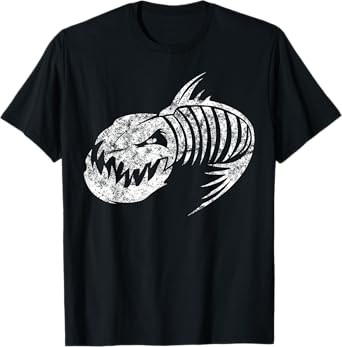 Badass Gifts Fish Bone Skeleton Vintage T-Shirt T-Shirt