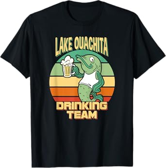 Lake Ouachita Drinking Team Funny Fish Beer Fishing Camping T-Shirt