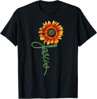 Inspirational Jesus Sunflower God Christian Flower T-Shirt