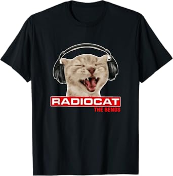 Radiocat The Bends Funny Music Cat Meme Cat Mom Cat Lover T-Shirt