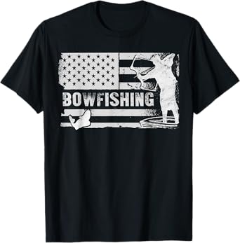 Bowfishing Vintage Look American Flag, Bow Hunting For Fish T-Shirt