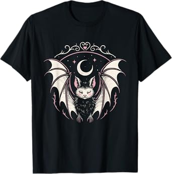 Gothic Bat Moon Cyber Sigil Stars Kawaii Goth Alt Aesthetic T-Shirt