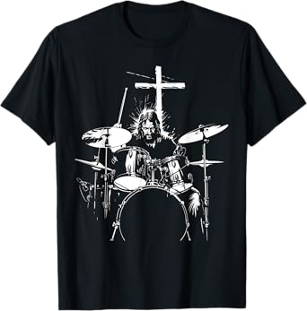 Jesus Playing Drums Christian Drummer Cross Vintage T-Shirt