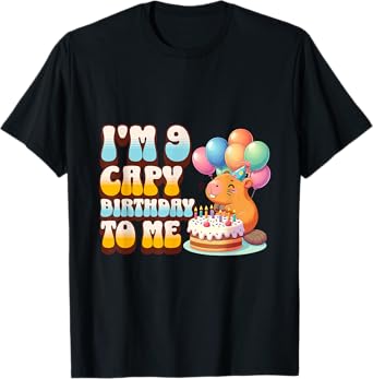 I'm 9 Capy Birthday To Me Cute 9th Capybara Bday Party Kids T-Shirt