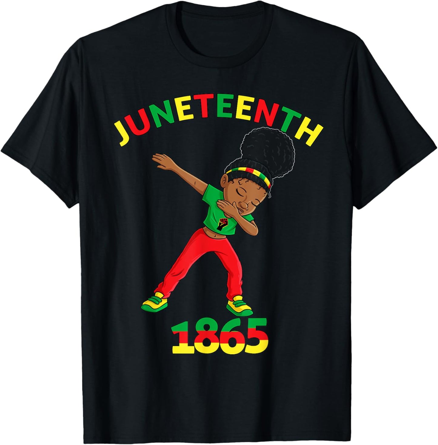 Dabbing Black Princess Juneteenth 1865 Brown Skin Girls Kids T-Shirt