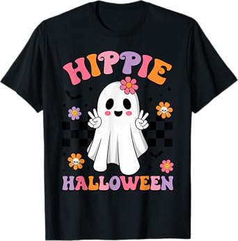 Groovy Boo Hippie Halloween Peace Ghost Halloween Girl Women T-Shirt
