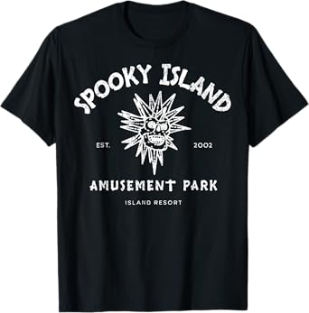 Spooky Island Est 2002 Amusement Park Skull Halloween Funny T-Shirt