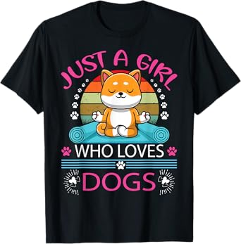 Cute Dog Lover Women Girls Just a Girl Who Loves Dogs T-Shirt