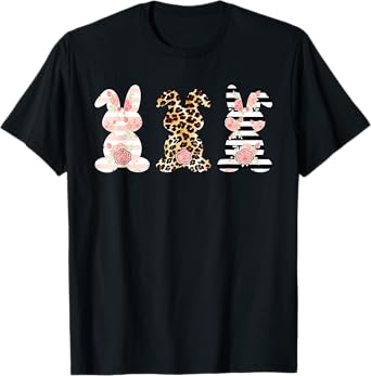 Leopard Easter Bunny Rabbit Trio Cute Easter Day T-Shirt