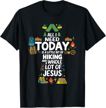 Hiking Jesus Christ Religion Christian Hiker Christianity T-Shirt