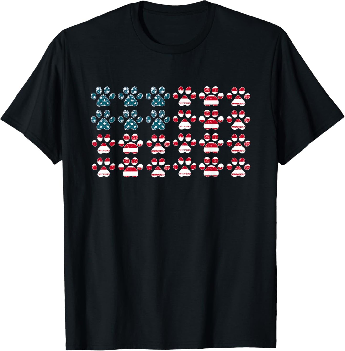 Patriotic Dog Lover Fourth July 4th of July Dog Paw Print American Flag Happy Independence Unisex-Adults, Unisex-Kids T-Shirt
