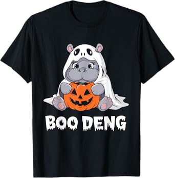Funny Halloween Moo Deng Baby Hippo Boo Deng Ghost Costume T-Shirt