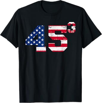 45ยณ Trump 2028 45 Cubed Third Term President American Flag T-Shirt