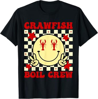 Crawfish Boil Crew Boys Girls Kid Crawfish Season Smile Face T-Shirt