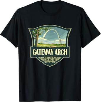 Gateway Arch National Park Illustration Retro Badge T-Shirt