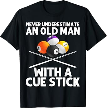 Best Billiard Art For Grandpa Men Billiard Lover Pool Player T-Shirt