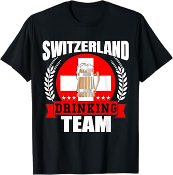 Switzerland Drinking Team Funny Swiss Flag Beer Party Gift T-Shirt