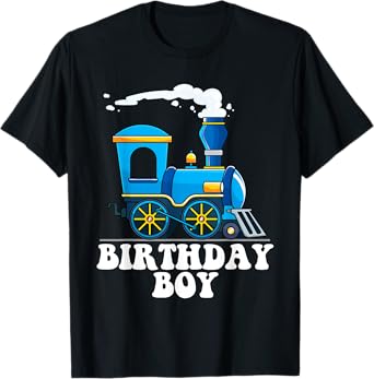 Birthday Boy Choo Choo Blue Train Lovers Party Kids Toddlers T-Shirt