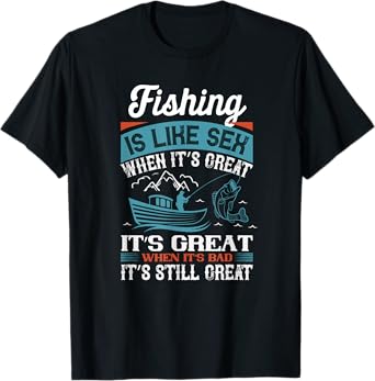 Distressed Quote Fishing Is Like Sex When Its Great T-Shirt