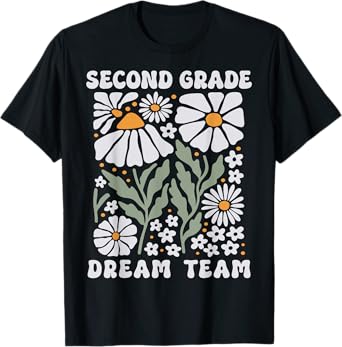 Second Grade Dream Team Back to School Boho Flower 2nd Grade T-Shirt