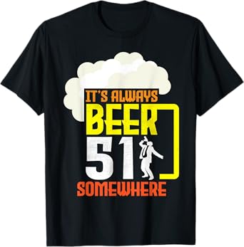 Suit Guy It's Always Beer 51 Years Old Somewhere Party Vibes T-Shirt