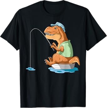 Dinosaur Fishing T-Rex Fisherman Boat Camping Fishing Lovers T-Shirt