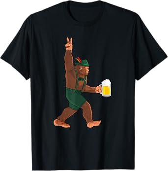 Oktoberfest Bigfoot in Lederhosen T-Shirt