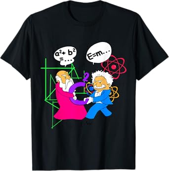 Nerdy Funny Pythagoras Fighting Over C Squared Math Teacher T-Shirt