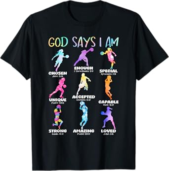 God Says I Am Christian Girls Teens Kids Basketball Tie Dye T-Shirt