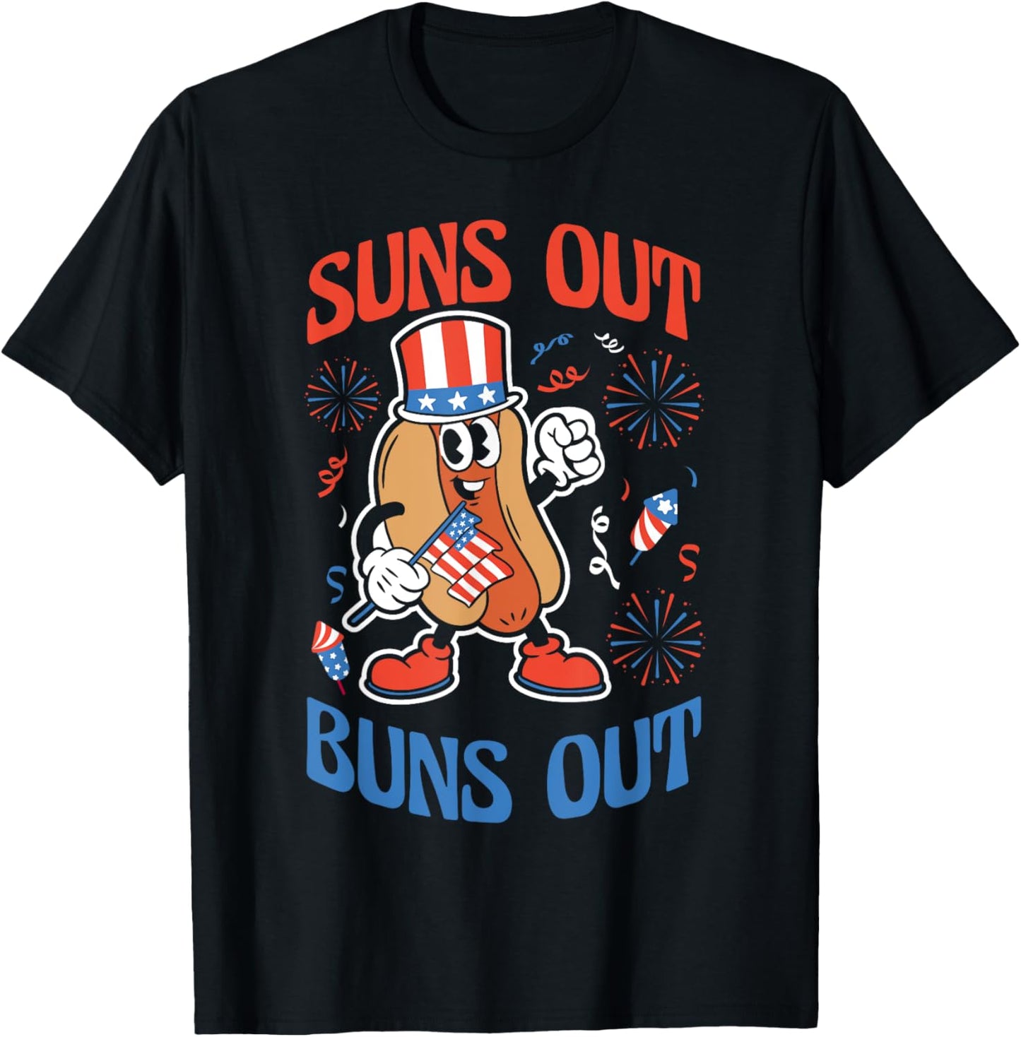 American Flag Suns Out Buns Out USA Funny 4th Of July T-Shirt