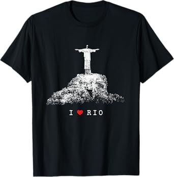 Rio de Janeiro Skyline Statue of Jesus Christ Brazil Love T-Shirt