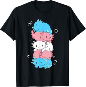 Kawaii Axolotl Pile Transgender Pride Flag Trans LGBTQ T-Shirt