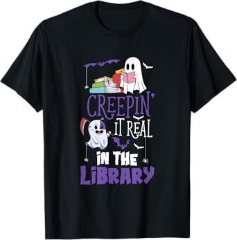 Scary Librarian Reading Teacher Book Lover Halloween Library T-Shirt