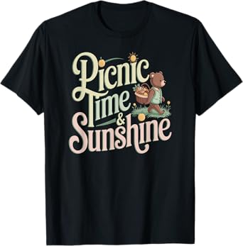 Picnic Time Sunshine Bear Basket Nature Day T-Shirt