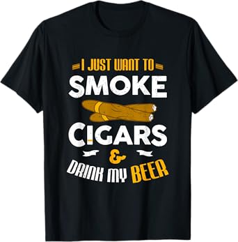 Cigar Shirts For Men Cigar Smoker Beer Dad Fathers Day T-Shirt