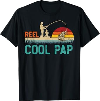 Mens Reel Cool Pap Vintage Retro Fishing Father's Day T-Shirt