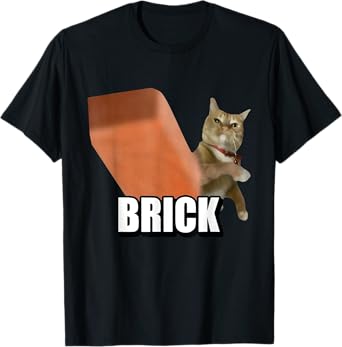 Funny Cat Throwing Brick Silly Cats Meme Brainrot Lovers T-Shirt