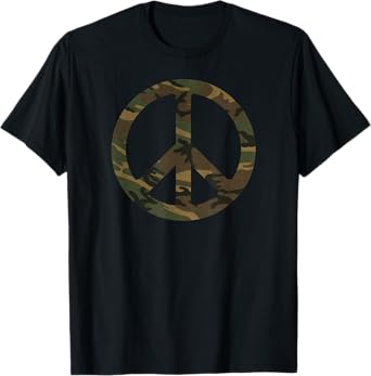 Camo Camouflage Peace Sign Army Peace Symbol Design T-Shirt