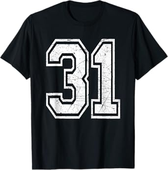 Number 31 Varsity Sports Team Jersey 31st Birthday T-Shirt
