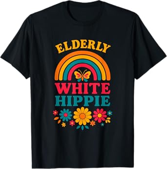 Elderly White Hippie Hippy Weird Old Guy Activist Humor T-Shirt